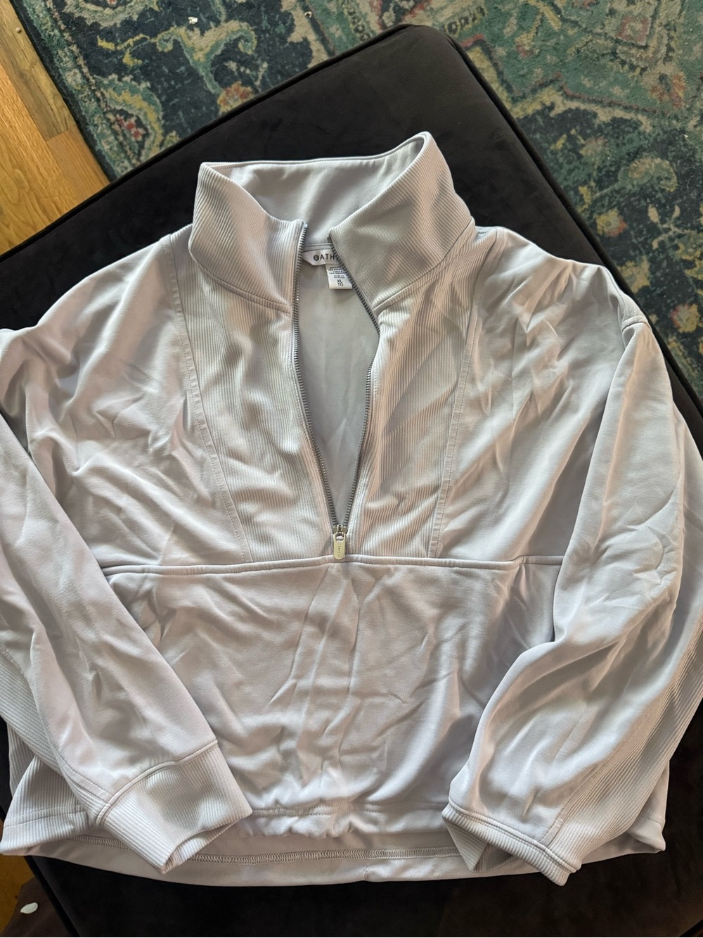 Athleta Light Gray Half-Zip Pullover